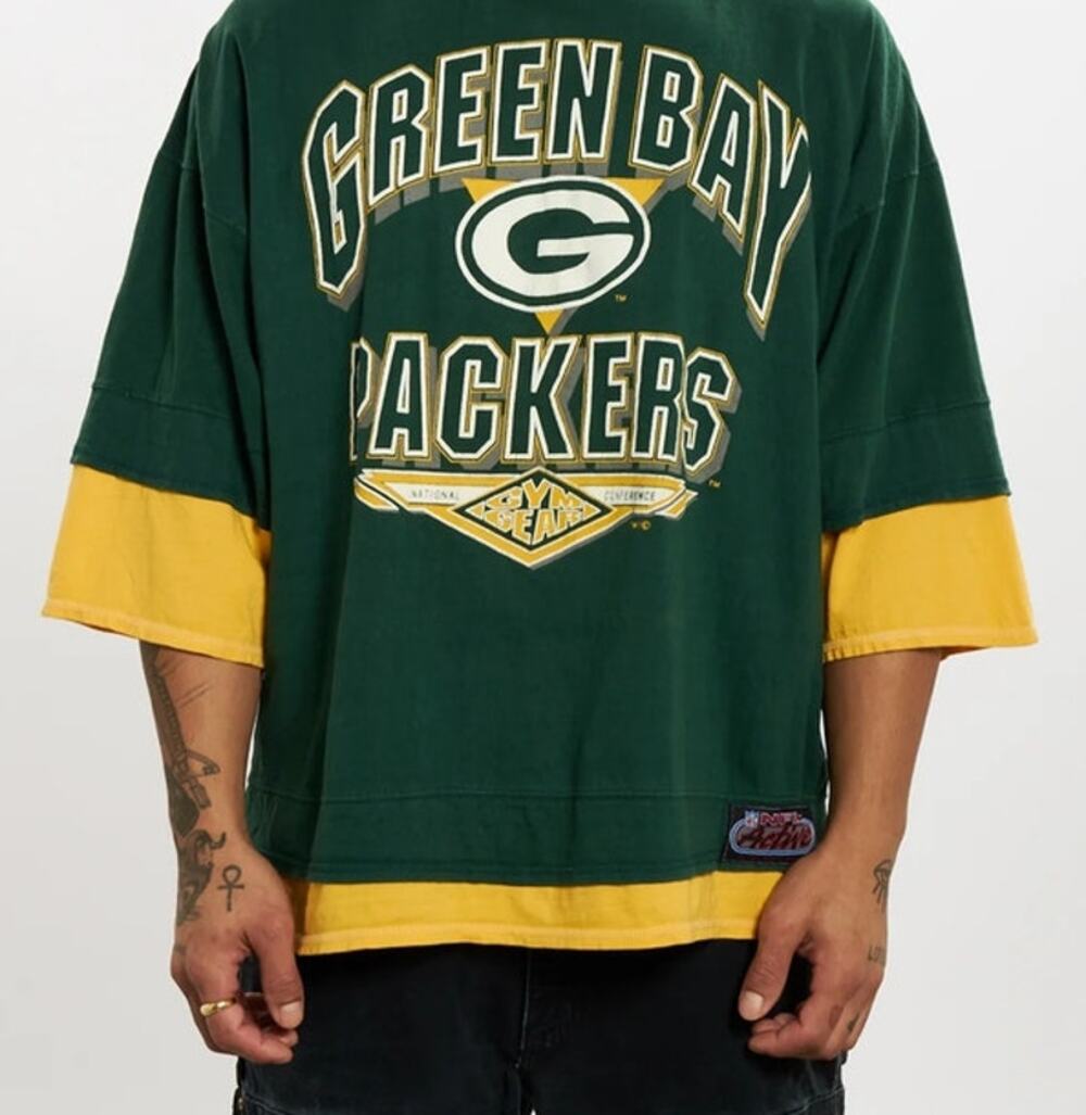 Vintage 90's Green Bay Packers NFL Active T-Shirt Jersey Gym Gear Mens Large